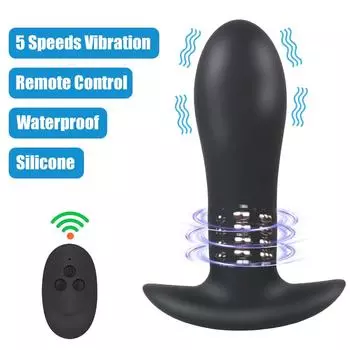 Дилдо Вибратор Массаж простаты Анальная пробка Стимулятор точки G 5 скоростей Секс-игрушки для мужчин/женщин Пульт дистанционного управления Вибрационные анальные пробки Стимулятор клитора