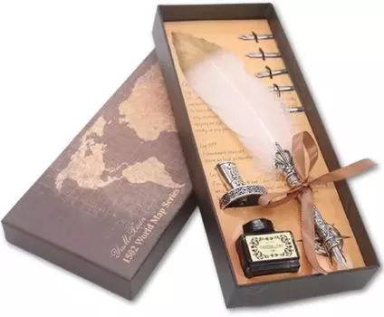 dilib Перьевая ручка Подставка для перьевой ручки Набор чернильниц Антикварная ручка-перо (белый) белый