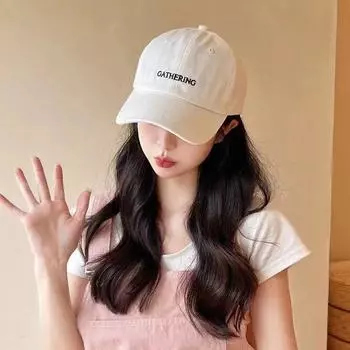 Dilraba Same Style Baseball Cap Ladies 2025 New Arrival Curved Brim Big Head Circumference Makes Face Look Smaller Sun-Proof Peaked Cap White
