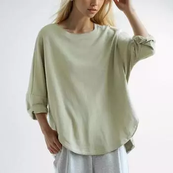 DIMANAF 2021 футболка, женская осенняя футболка в стиле «летучая мышь», топы с длинными рукавами, хлопковая зимняя корейская свободная одежда, белый топ, однотонные футболки с круглым вырезом