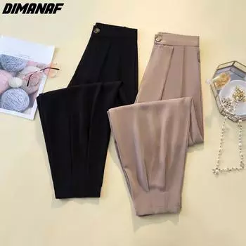 DIMANAF 2022 Большие размеры летние брюки шаровары женские базовые брюки с рюшами свободные женские повседневные брюки 4XL