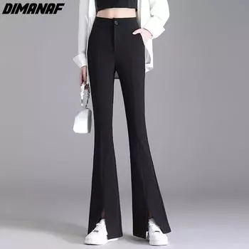 DIMANAF 2022 летние брюки больших размеров с высокой талией, длинные женские базовые брюки, свободные повседневные женские брюки с разрезом, брюки 5XL