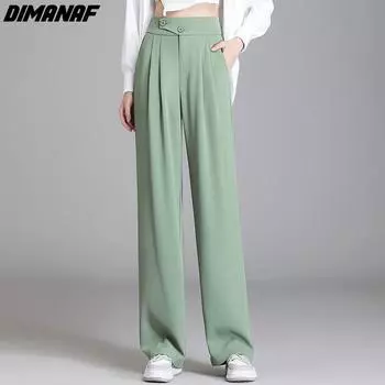 DIMANAF 2022, летние брюки-капри большого размера, прямые женские свободные повседневные брюки с высокой талией, розовые, черные брюки, брюки 5XL чёрный
