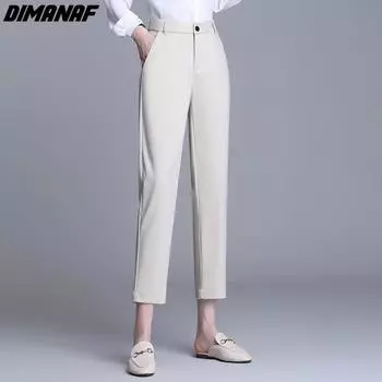 DIMANAF 2022 летние брюки с высокой талией, женские базовые офисные женские капри, свободные повседневные женские повседневные брюки, брюки 5XL