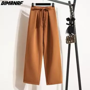 DIMANAF 2022 летние брюки-шаровары больших размеров, женские свободные повседневные женские повседневные брюки, длинные брюки 5XL XL оранжевый