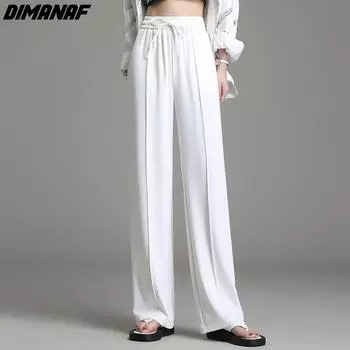 DIMANAF 2022 летние прямые брюки с высокой талией, женские базовые эластичные брюки, свободные женские повседневные брюки, брюки 5XL