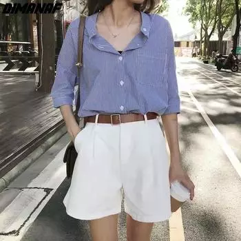 DIMANAF 2022 летние шорты, брюки, женские базовые брюки с высокой талией, свободные повседневные брюки, повседневные женские белые брюки 4XL