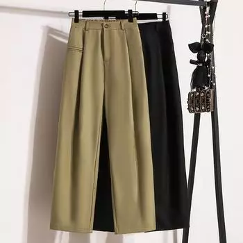 DIMANAF 2023 Большие размеры, длинные брюки, женские эластичные свободные брюки с высокой талией, винтажные однотонные свободные повседневные женские базовые брюки