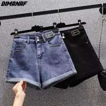 DIMANAF 2023 Большие размеры летние джинсы на пуговицах капри женские брюки свободные повседневные женские шаровары синие брюки 5XL