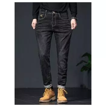DIMANAF 2023 Большие размеры Осенние джинсы Длинные брюки Синие мужские эластичные мягкие модные свободные винтажные повседневные брюки с высокой талией Базовые модные мужские брюки-шаровары