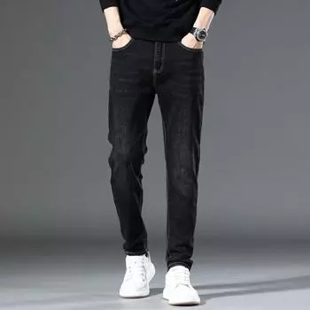 DIMANAF 2023 Большие размеры осенние джинсы Новые длинные брюки мужские винтажные с высокой талией эластичные базовые джинсовые модные шаровары повседневные толстые свободные брюки