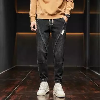 DIMANAF 2023 Большие размеры Осенние джинсы Длинные брюки Синие мужские эластичные свободные винтажные джинсовые брюки полной длины повседневные с высокой талией Базовые модные мужские брюки-шаровары