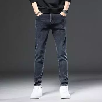 DIMANAF 2023 Большие размеры, осенние мужские джинсы, новые длинные брюки, винтажные эластичные базовые джинсовые брюки с высокой талией, мужские гаремы, повседневный стиль, свободные толстые брюки