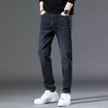 DIMANAF 2023 Большие размеры, осенние мужские джинсы, новые длинные брюки, винтажные эластичные базовые джинсовые брюки с высокой талией, мужские гаремы, повседневные модные свободные брюки