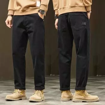 DIMANAF 2023 Большие размеры Осенний стиль Джинсы Длинные брюки Мужские эластичные свободные винтажные брюки с высокой талией Базовые повседневные модные черные мужские брюки-шаровары