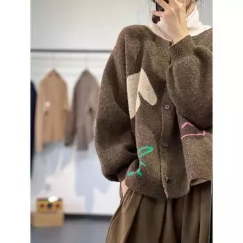 DIMANAF 2023, большие размеры, осенний женский свитер на пуговицах, куртка, вязаный оверсайз, повседневный стиль, свободный кардиган, свитер