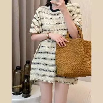 DIMANAF 2023 Большие размеры, женские летние топы, повседневный стиль, полосатая футболка с рукавами, свободный стиль для женщин