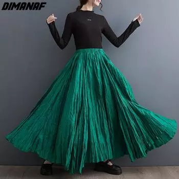 DIMANAF 2023 Большие размеры женские плиссированные юбки осень-зима одежда оверсайз свободные повседневные элегантные модные женские низы