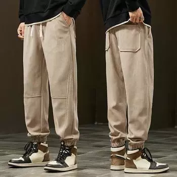 DIMANAF 2023 Большие размеры, зимние мужские базовые брюки-шаровары, свободные эластичные лоскутные повседневные полосатые длинные брюки, брюки