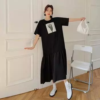 DIMANAF 2023, летнее платье-футболка больших размеров, женское хлопковое элегантное свободное плиссированное пляжное праздничное повседневное женское платье