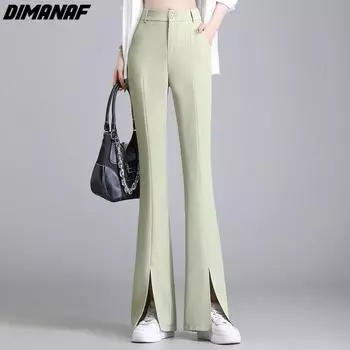 DIMANAF 2023 летние длинные брюки женские эластичные брюки свободные повседневные женские базовые брюки брюки-клеш плюс размер 5XL