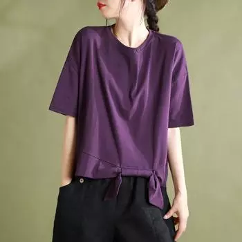 DIMANAF 2023, летние женские футболки больших размеров, хлопковые однотонные топы с круглым вырезом на пуговицах, футболки, свободная повседневная одежда оранжевого цвета