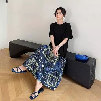 DIMANAF 2023 Летняя футболка размера плюс, женское хлопковое свободное платье с цветочным принтом и короткими рукавами, элегантные женские сетчатые платья, повседневные женские платья