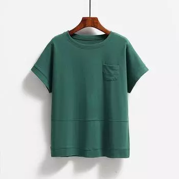 DIMANAF 2023 Лето плюс размер новая футболка женская однотонная свободная летучая мышь повседневные базовые топы с круглым вырезом зеленый розовый