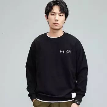 DIMANAF 2023, новая футболка больших размеров, мужские свободные толстовки и свитшоты с длинными рукавами и принтом, однотонные повседневные осенние базовые топы с круглым вырезом, новый пуловер