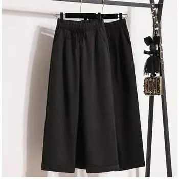 DIMANAF 2023, новинка осени-зимы, большие размеры, женские брюки, мягкие свободные повседневные длинные брюки из плотной хлопковой шерсти, однотонные черные M чёрный