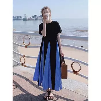 DIMANAF 2023, платье-футболка больших размеров, летнее женское хлопковое платье, свободное пляжное повседневное женское платье с круглым вырезом, однотонный дизайн, элегантное платье миди XL чёрный