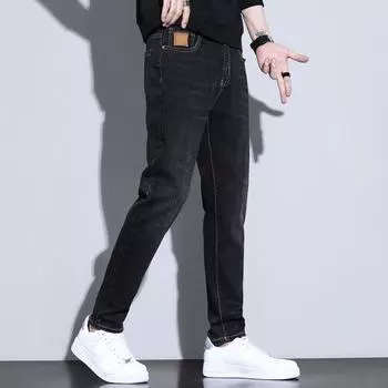 DIMANAF 2023 Плюс Размер Осенние Джинсы Длинные Брюки Синие Мужчины Эластичный Талия Свободный Дизайн Винтаж Повседневная Высокая Талия Базовый Стиль Модные Мужские Брюки
