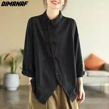 DIMANAF 2023, весенняя стильная рубашка больших размеров, блузка, повседневная женская рубашка с длинным рукавом в полоску, белый, черный, свободная, оверсайз