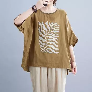DIMANAF 2023 женская летняя футболка больших размеров в стиле Ренессанс, новый стиль, свободная футболка с круглым вырезом, тонкие топы One size хаки