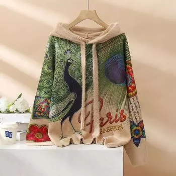 DIMANAF 2023, зимние свитера больших размеров, осенние женские свитера больших размеров с узором и принтом, пуловер, шляпа с длинными рукавами, вязаный свободный свитер