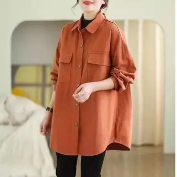 Dimanaf 2024 Блузки и рубашки больших размеров, однотонные, осенние, большого размера, с длинным рукавом, модные, асимметричные, с подолом