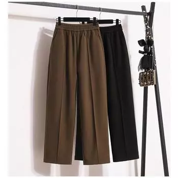 DIMANAF 2024 Большие размеры Длинные брюки женские эластичные свободные брюки с высокой талией винтажные однотонные свободные повседневные стильные базовые брюки шаровары 5XL