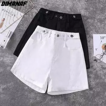 DIMANAF 2024 Большие размеры джинсы элегантные короткие брюки женские свободные повседневные хлопковые джинсовые женские повседневные брюки оверсайз XL чёрный