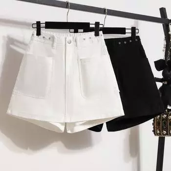 DIMANAF 2024 Большие размеры Джинсы Шорты Брюки Женские свободные брюки-кюлоты больших размеров Повседневные хлопковые джинсовые эластичные повседневные брюки Модные белые дырки