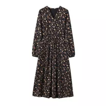 DIMANAF 2024 Большие размеры летнее платье-рубашка шифоновое женское свободное повседневное женское длинное платье с цветочным принтом