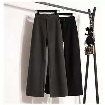 DIMANAF 2024 Большие размеры Новые длинные брюки женские эластичные свободные толстые винтажные однотонные свободные брюки с высокой талией базовые повседневные брюки широкие брюки 5XL 2XL чёрный