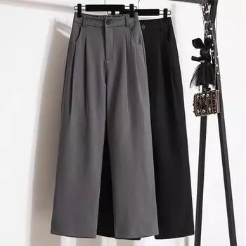 DIMANAF 2024 Большие размеры, новые весенние длинные брюки, женские эластичные свободные брюки с высокой талией, однотонные свободные мягкие повседневные брюки в базовом стиле, широкие брюки 5XL