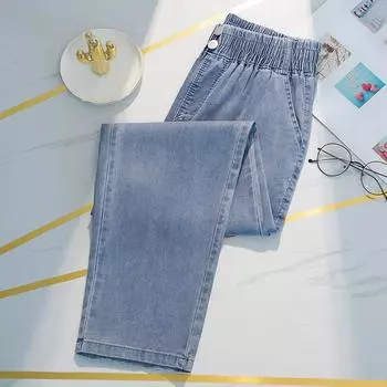 DIMANAF 2024, большие размеры, весенне-летние длинные брюки, женские однотонные повседневные свободные джинсы-шаровары с высокой талией, широкие брюки
