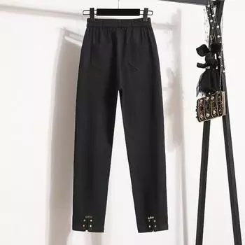 DIMANAF 2024 Большие размеры, весенние длинные брюки, женские эластичные свободные брюки с высокой талией, базовые винтажные однотонные свободные повседневные брюки, шаровары 5XL