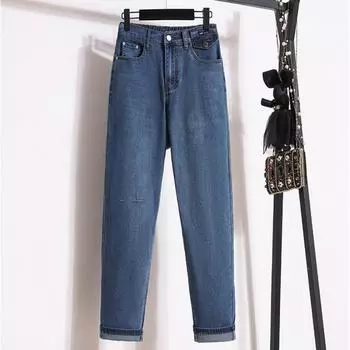 DIMANAF 2024 Большие размеры, весенние джинсы, длинные брюки, женские свободные винтажные шаровары синего цвета, повседневные базовые женские базовые брюки с высокой талией, тонкие синие брюки 5XL