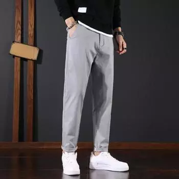 DIMANAF 2024 Большие размеры, весенние мужские базовые мягкие брюки-шаровары, свободные эластичные лоскутные повседневные однотонные длинные брюки