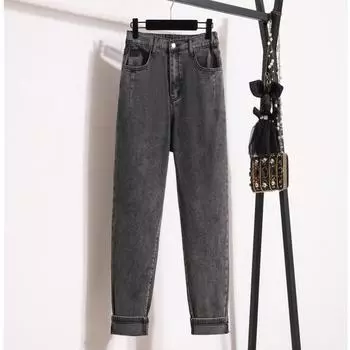 DIMANAF 2024 Большие размеры, весенние женские джинсы, брюки, джинсовые женские брюки-карандаш, базовые брюки с высокой талией, новые модные брюки 5XL