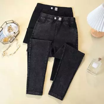 DIMANAF 2024 Большие размеры, весенние женские джинсы, брюки, джинсовые женские свободные эластичные базовые брюки с высокой талией, модные новые брюки большого размера