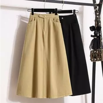 DIMANAF 2024 Большие размеры, весенние женские юбки с завышенной талией, базовая модная эластичная женская длинная юбка, свободная однотонная юбка