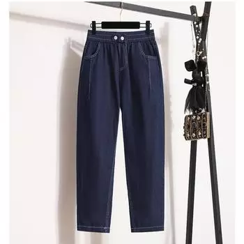 DIMANAF 2024 Большие размеры женские джинсы джинсовые эластичные длинные брюки свободные мягкие брюки с высокой талией повседневные шаровары широкие брюки